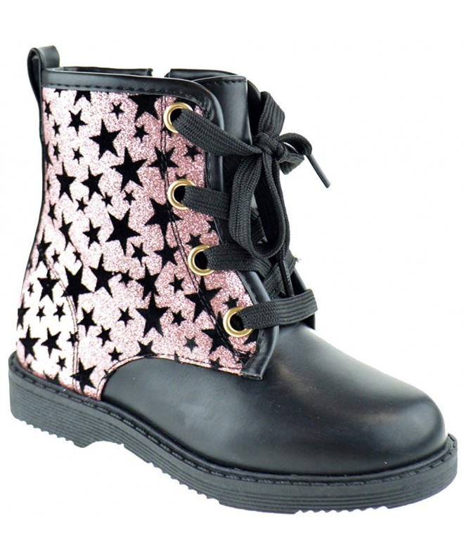 Boots Loops 4K Little Girls Side Zipper Lace Up Combat Boots - Pink - CC18I57OS3U $52.23