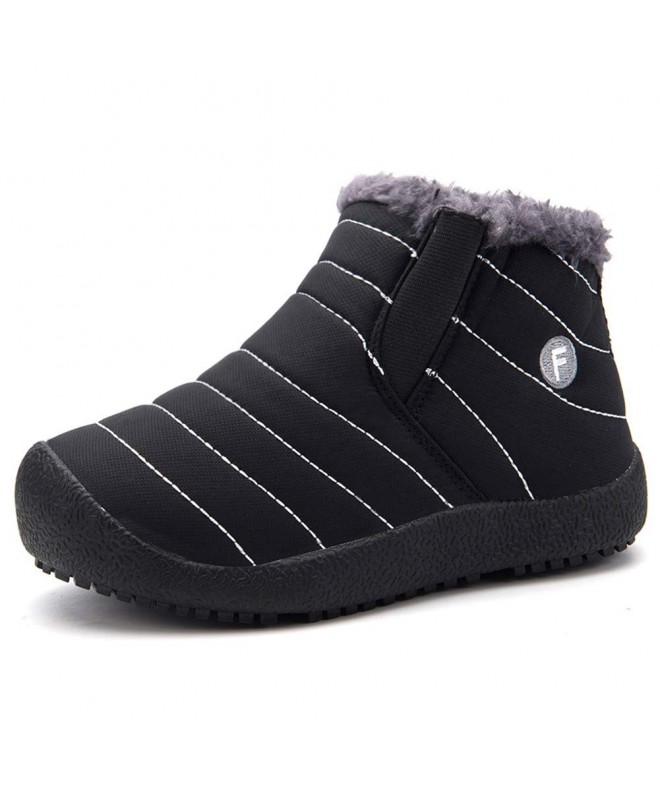 Boots Boy's Girl's Snow Boots Fur Lined Winter Outdoor Slip On Shoes Boots - Black - CH18HAGCU0U $28.66
