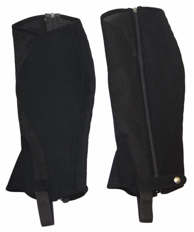 Equestrian Sport Boots Children's Airflow Synthetic Half Chaps - Black - C911F6DQ4LH $77.58
