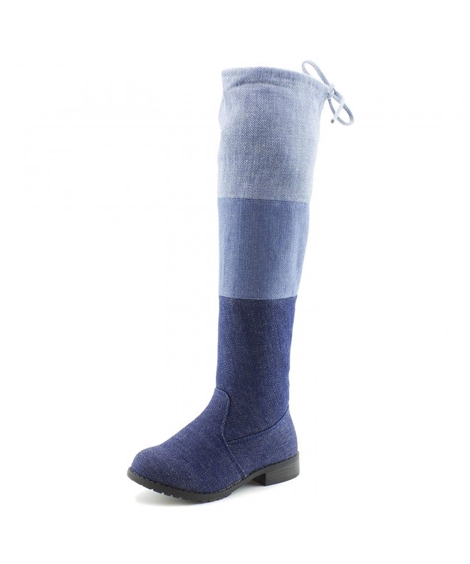 Boots Girls Over Knee Tie String Boots (Toddler/Little Kid/Big Kid) - Denim Multi - C0187EOOXD7 $33.97