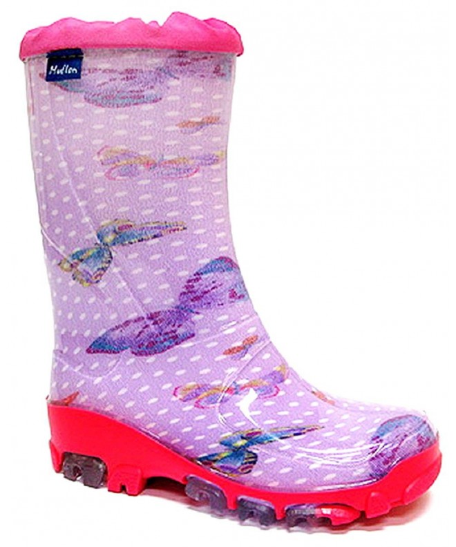 Boots Kids Boys Girls Wellington Boots Rainy Snow Wellies Fluo - Buterfly - CK184GI3YAA $39.80