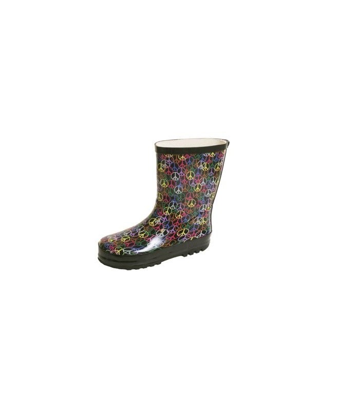Boots Ms Puddles Rain Boots - Little Girls - Black Multi Peace - CR115PC5GAX $20.55