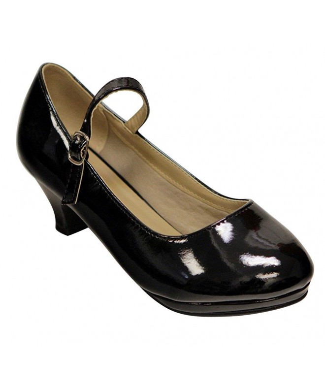 Clogs & Mules Kids Round Toe Kitten Heel Squeaky Mary Jane Patent Shoes - Black - CA12K7F28RH $61.91