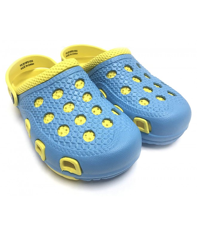 Clogs & Mules Girl's Summer Clogs - Blue/Yellow - CG18CCXQRCY $27.29