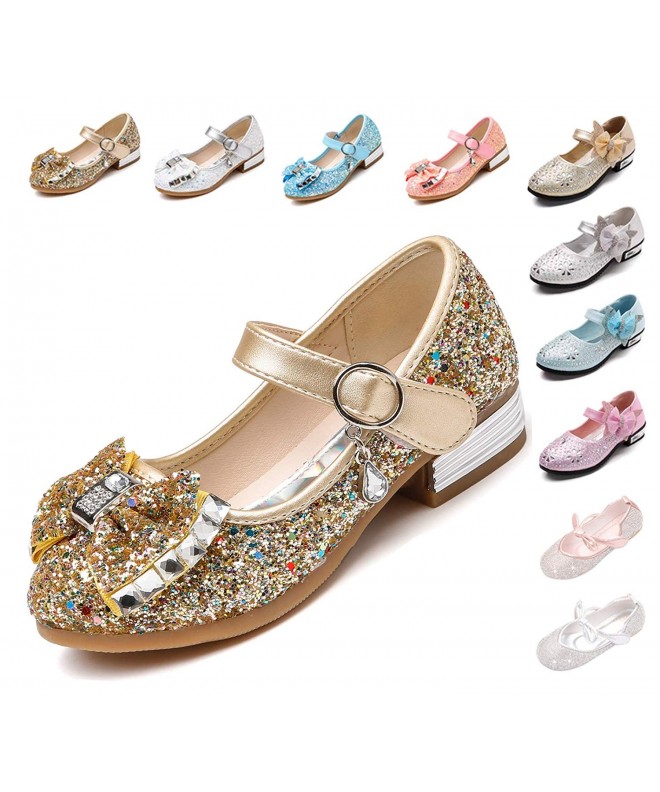 Flats Little Girl's Adorable Sparkle Mary Jane Princess Party Dress Shoes - Aa-gold - CL18IZMNYIQ $41.18