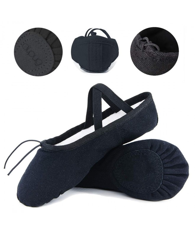 Flats Ballet Shoe Ballet Slippers for Girls Toddler Canvas Dance Yoga Shoe (Toddler/Little Kid/Big Kid/Women) - Black - CN18N...