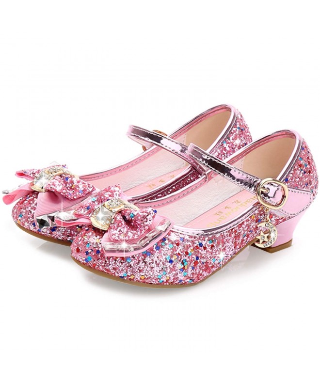 Flats Flower Girls Dress Wedding Party Bridesmaids Heel Mary Jane Princess Shoes - Pink - C918IEMKATM $48.34