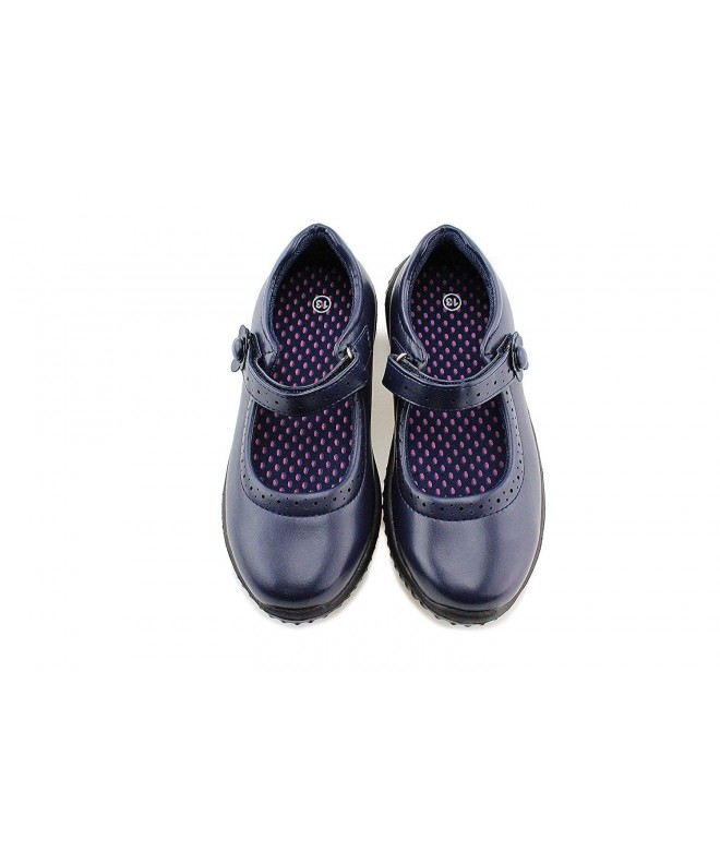 Flats Girl's Mary Jane School Uniform Shoes - Navy - CT18M5QS2QL $32.64