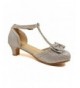 Flats Toddler Little Girls Low Medium Heel Dress Sandal Flower Girl Shoes (Size 9-4) - Aahb - Silver - C612MGVN5FT $35.27