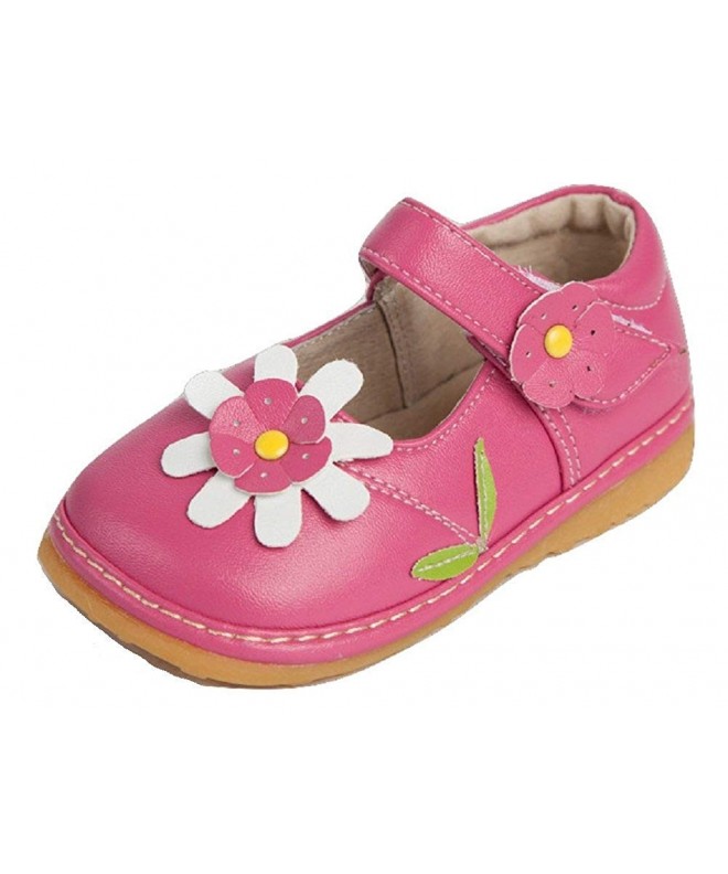 Flats Toddler Shoes | Squeaky Pink - White or Brown Flower Mary Jane Toddler Girl Shoes - Pink - C91289QK9RH $45.66