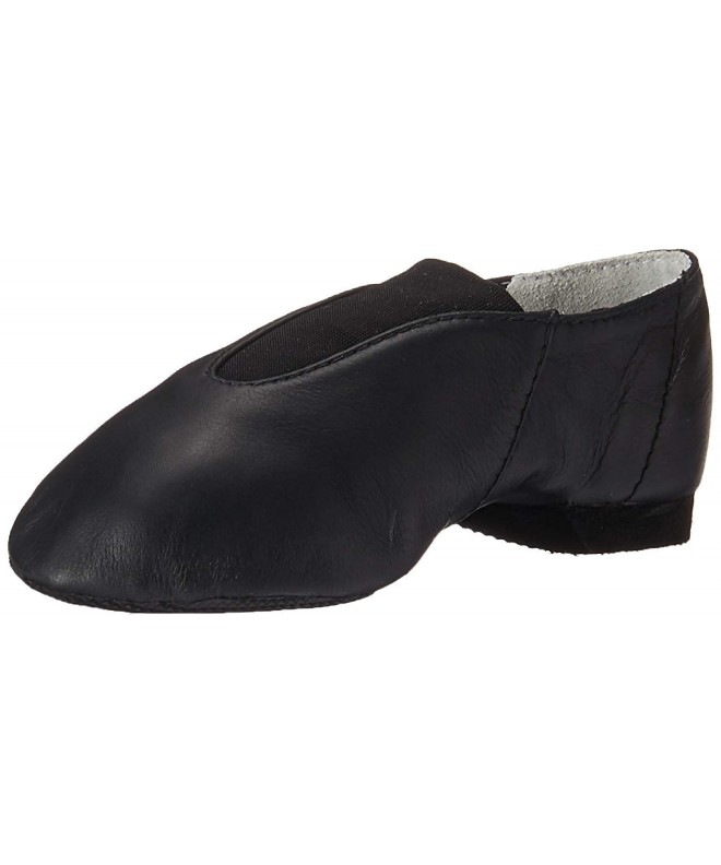 Flats Girl's Super Jazz Leather and Elastic Slip On Jazz Shoe - Black - C2110SC0X1X $57.07