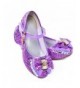Flats Birthday Party Little Girl's Adorable Sparkle Mary Jane Side Bow Strap Low Heels Princess Dress Shoes - Purple-1 - C418...