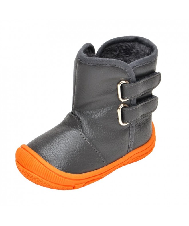 Boots Toddler Boys Gilrs Rubber Sole Warm Winter Snow Boots - Gray - C1128I4D3YV $28.34
