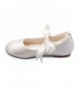 Flats Girls Adorable Ballerina Mary Jane Flats Ribbon Tie Shoes - Ivory Pu - CO187LA7MON $46.39