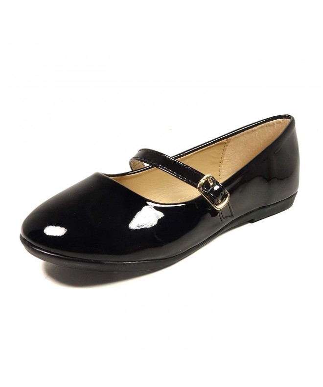 Flats Toddler Little Girls Dress Ballet Mary Jane Bow Flat Shoes - Nf60a N - Black - C718IA777X7 $28.21