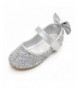 Flats Girl Round-Toe Sparkle Bowknot Ballet Ballerina Flat Shoes - Silver - CQ17Y04OD6Q $38.58