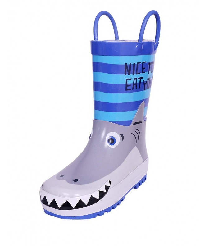 Boots Children's Rain Boots Natural Rubber - Shark-blue&gray - CK1800MDG2T $39.11