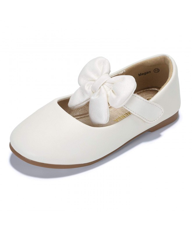 Flats Toddler/Little Kid Megan Flower Girl Dress Shoes School Wedding Party Mary Jane Ballet Flats - White Pu - CQ18G2SDWLD $...
