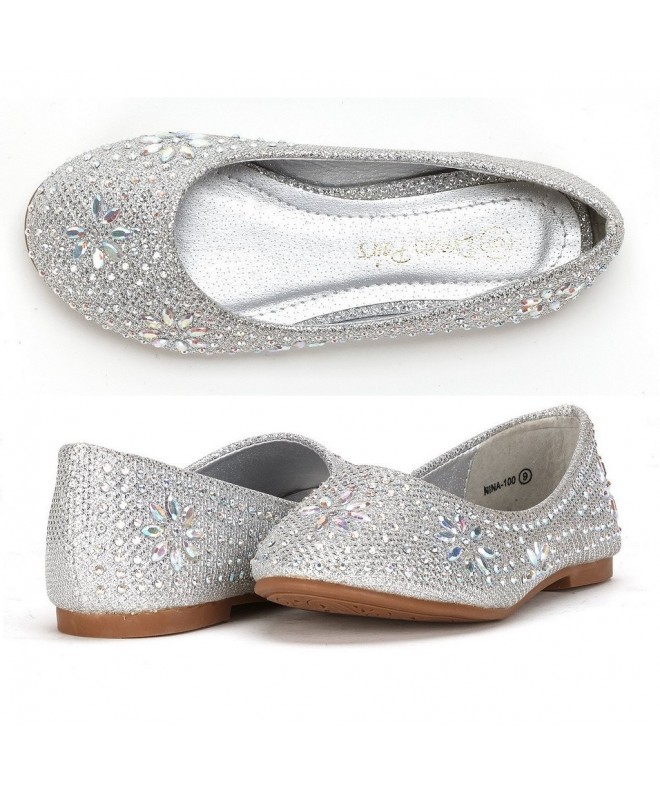 Flats Nina-100 Girls Dress Shoes Classic Ballet Flats (Toddler/Little Kid/Big Kid) - Nina-100-silver Glitter - CL184XI7ZCO $4...