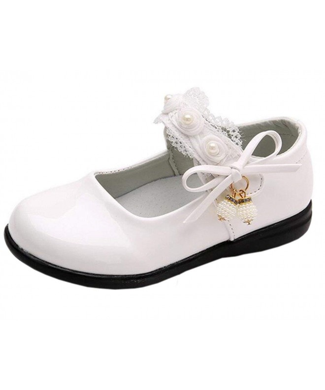 Flats Girl's Strap School Uniform Dress Shoe Mary Jane Flat (Toddler/Little Kid) - White/New - CA18EQK7A5Z $32.30