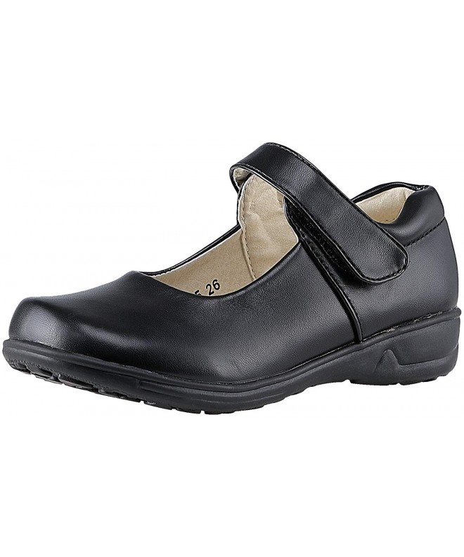 Flats Girls Mary Jane Leather Flat School Shoes(Toddler/Little Kid) - Black 3 - CP18C9WSSYN $31.63