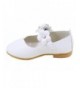 Flats Baby Toddler Girls Soft PU Leather Mary Janes Flowers Bow Dress Shoes - X-white - CB12O8K05JP $30.30