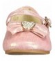 Flats ANGEL-22 Mary Jane Front Bow Heart Rhinestone Buckle Ballerina Flat - Pink - CX11QDW90MF $38.51