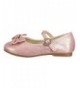 Flats ANGEL-22 Mary Jane Front Bow Heart Rhinestone Buckle Ballerina Flat - Pink - CX11QDW90MF $38.51