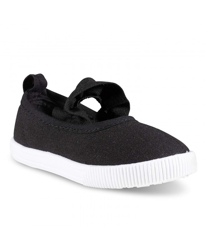 Flats Girls Mary Jane Sneakers - Casual Canvas Shoes - Easy Close - Toddler Sizes 5-10 - Black (V3) - C818M5ZZ8M8 $23.91