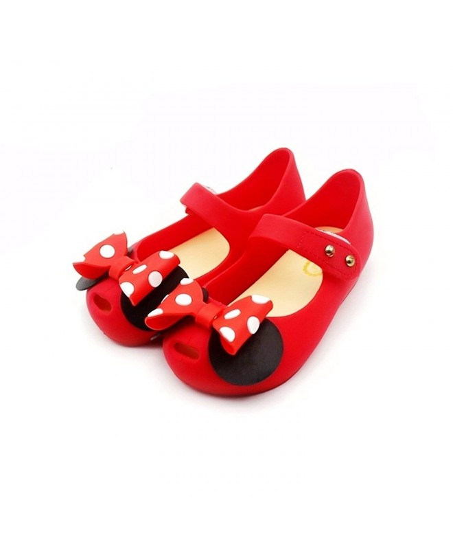 Flats Toddler Girls Mary Jane Flat Shoes White Dots Kid's Sandals A Bow Tie - Red - CM18CW0KKLM $23.53