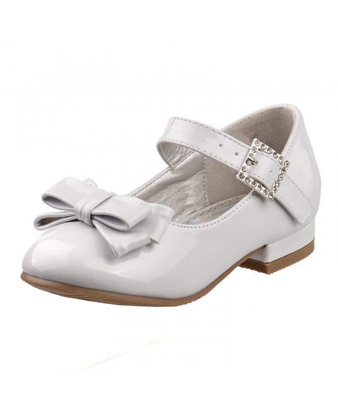 Flats Girls Dressy Shoe with Beautiful Bow (Toddler/Little Kid) - White Patent - CU18GEOSKHE $42.78