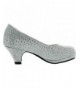 Flats KP 101 K Little Girls Rhinestone Heel Platform Dress Pumps Silver - Silver - C511R8O2H5T $49.36