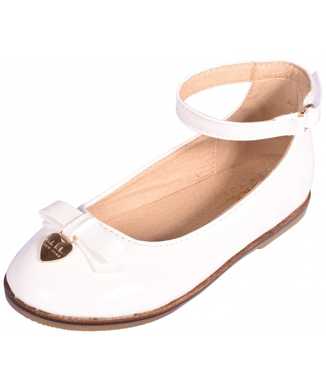 Flats Girls Patent Ankle Strap Dress Shoes (Toddler) - White Classic - CE189ZAL5CC $40.68