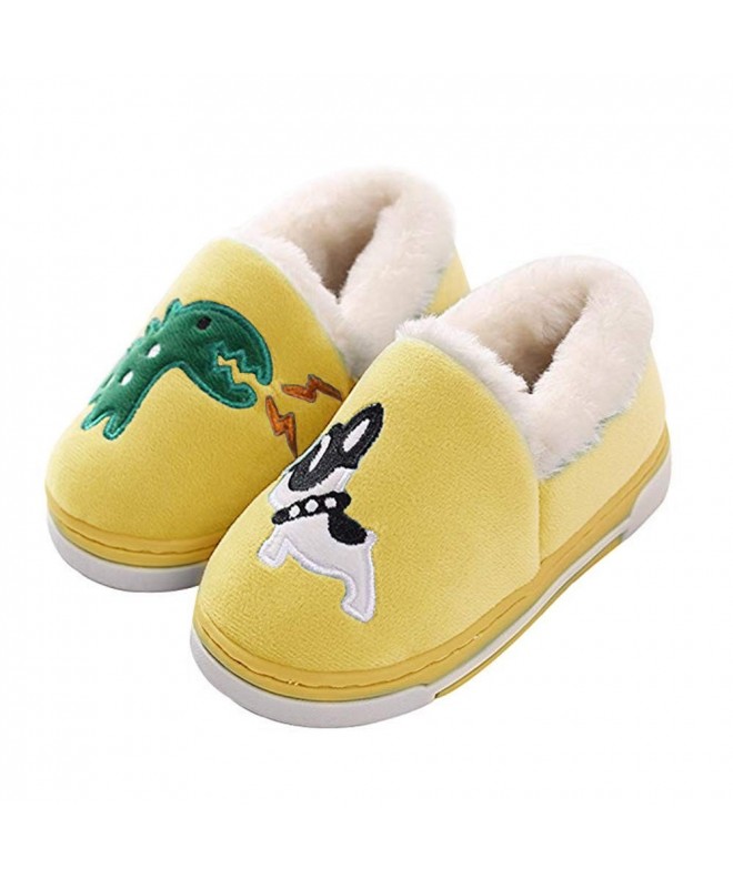 Flats Cute Dinosaur Slippers Kids/Toddlers/Adult Family Cartoon Winter Warm House Slippers Booties - Yellow - CH18I0Z34NE $27.07