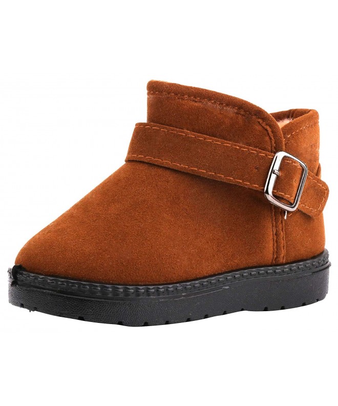 Boots Kids Pull-on Winter Fur Ankle Boots(Toddler) - Brown - CM186XXE7C7 $21.43