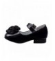 Flats Girls Low Heel Mary Jane Ballerina Dress Shoes with Jewel Faux Buckle (Toddler/Little Girl) - Black Flower - CS18HM0EQN...