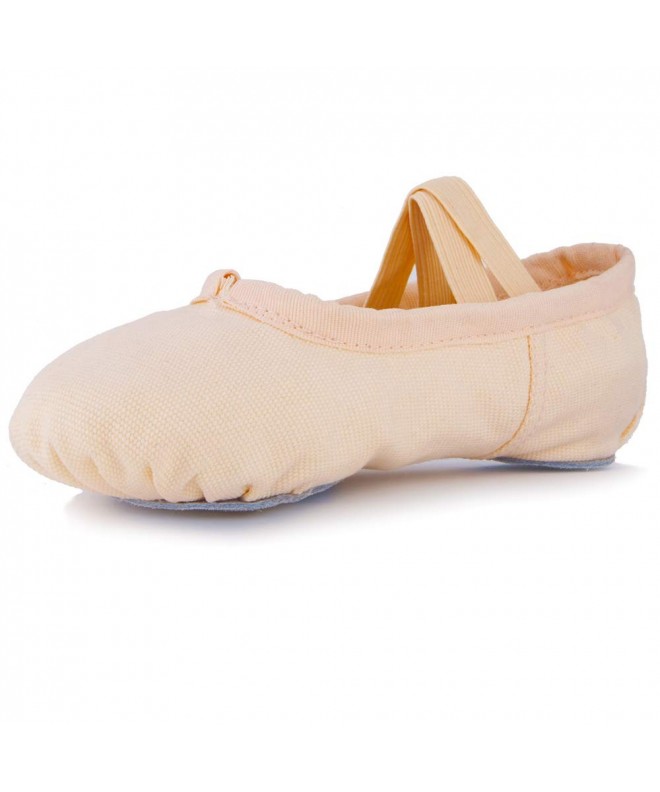 Flats Girls Canvas Ballet Shoes/Slippers(Toddler/Little Kids) - Ballet Pink - CE18H5QIXM4 $18.13