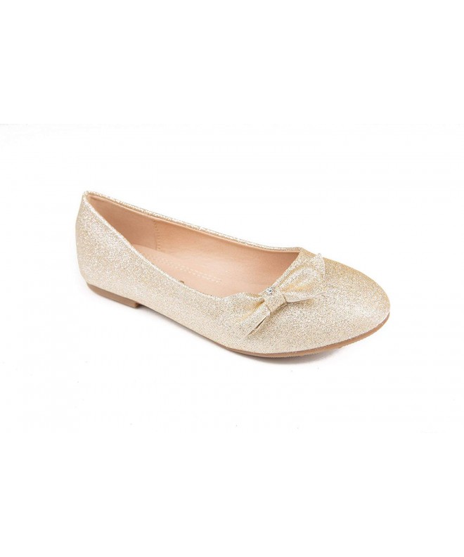 Flats Bow Slip On Ballet Flats - Shoes for Girls (Little Kid) - Glitter Gold - CH18KM2S0DM $30.26