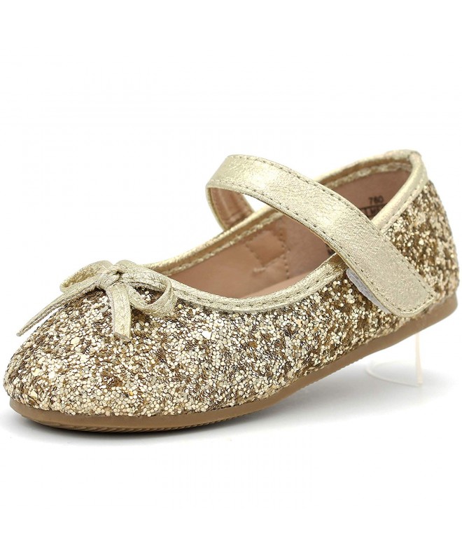 Flats Little Girl's Glitter Flats Ballet Dress Shoes Sparkle Toddler Infant Baby Mary Jane Ballerina Strap - Gold - C718IHL82...