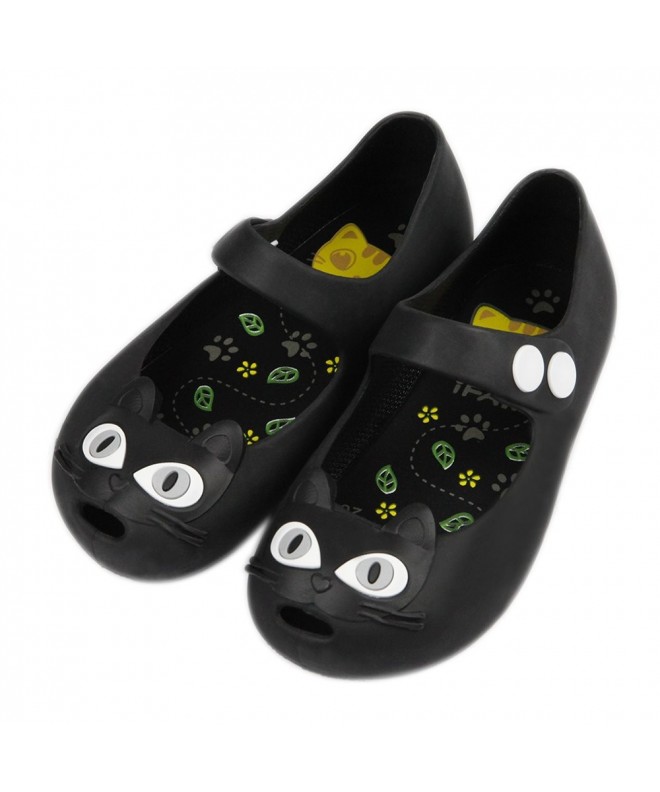 Flats Girls Cat Princess Jelly Shoes Mary Jane Flats for Toddler Little Kids - Black - CX17YZI5KNL $27.18