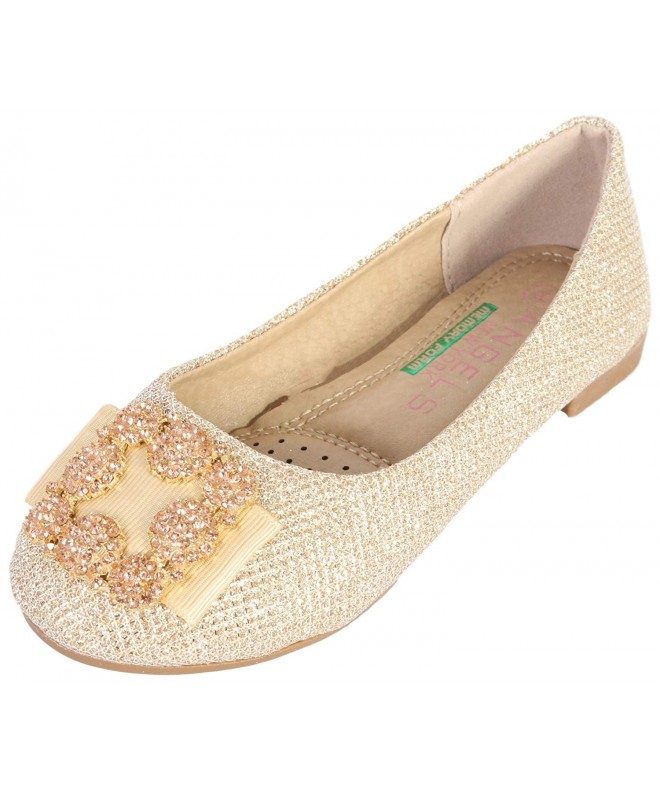 Flats Girls Ballerina Shoe with Memory Foam Insole (Toddler/Little Kid/Big Kid) - Rose Gold Glitter - CK18EOK0AZ4 $27.89