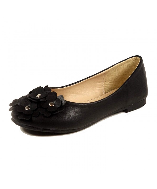 Flats Toddler Little Girls Dress Ballet Flat Shoes (Size 9-4) - Nfgf075-1 - Black - C012O7E9ANE $23.57