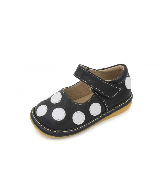 Flats Squeaky Shoes | Black - Brown Pink Polka-Dot Mary Jane Toddler Girl Shoes - Black - C8126PSS92N $50.67
