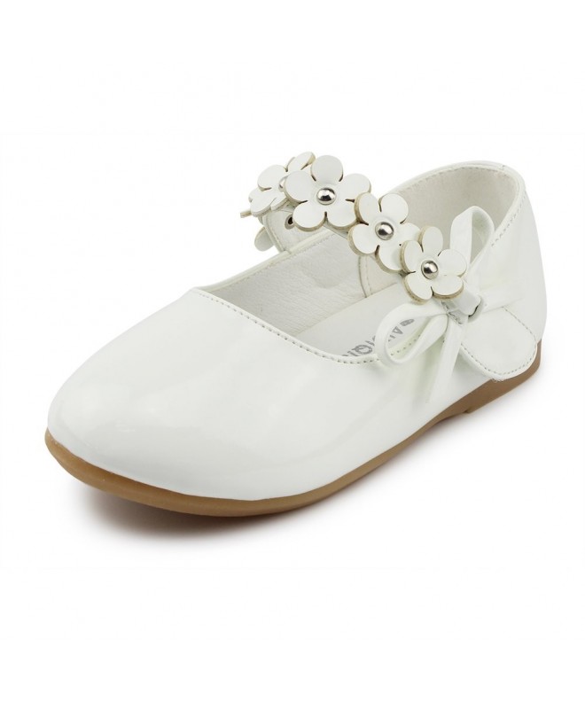 Flats Maxu Kids PU Flower Slip on Flats Fashion Oxford - Off White - CK12G7UYLMB $34.67