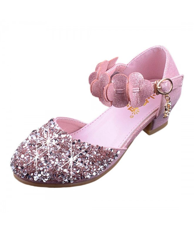Flats Glitter Kids Girls Mary Jane Shoes Low Heel Bridesmaids Flower Girl Party Princess Dress Shoes - Pink - CN18HXZ8GQ4 $38.06