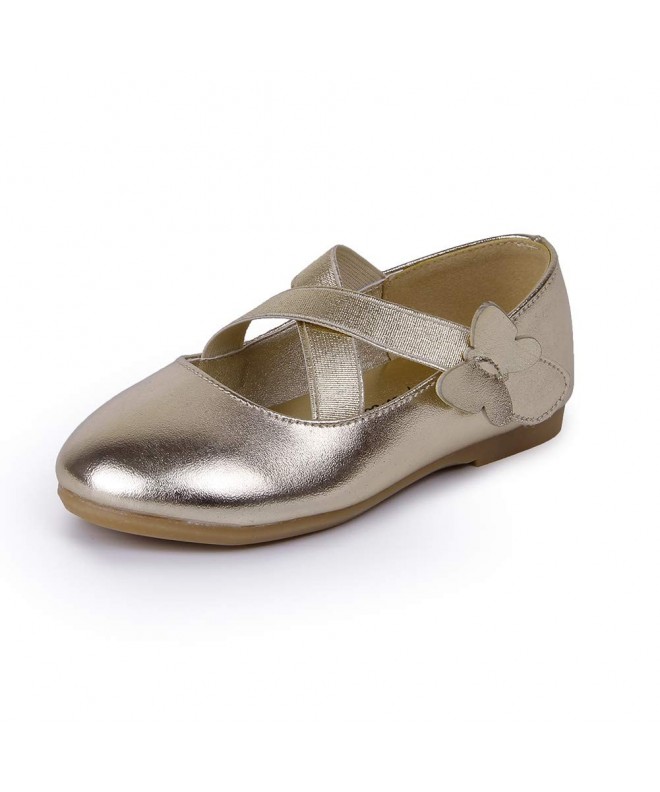 Flats Girls Ballerina Mary Jane Toddler Dress Flat Shoes for Wedding Party School - Gold - CX18ISHXATC $36.84