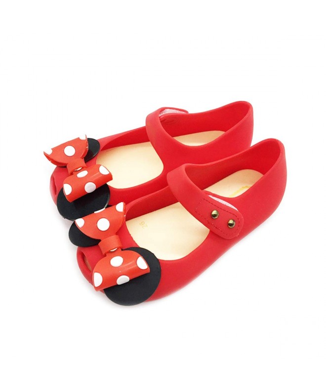 Flats Girls Sweet Mary Jane Flat Princess Sandals Jelly Shoes Toddler Kids Bow Tie with Dots - Red - CN18LUYSLUA $26.31