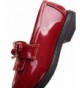 Flats Girls' Patent Leather Slip-On Penny Loafers Flats Bow Tassel Oxfords Moccasins Dress Shoes - Dark Red - C918E88933I $36.95