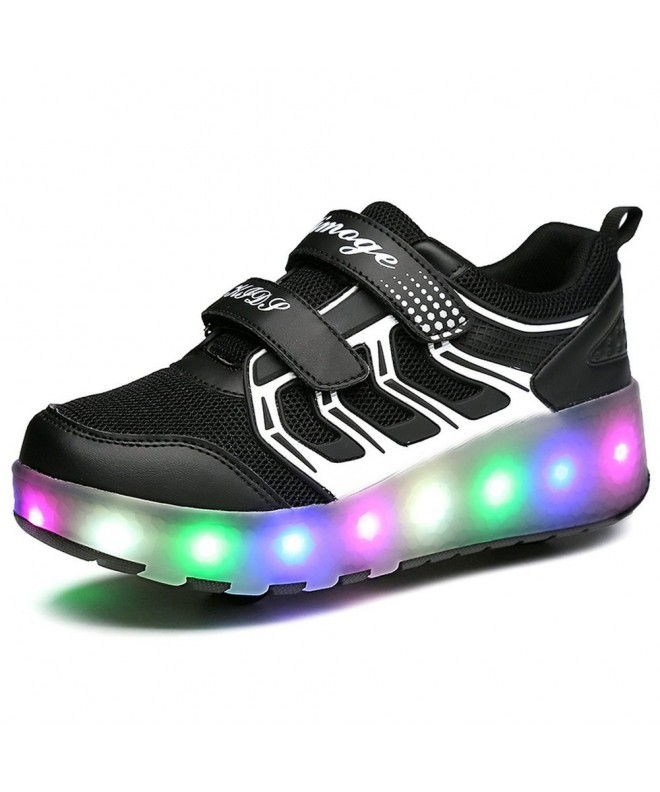 Fitness & Cross-Training Boys Girls Light up Roller Shoes with 2 Wheels Skate Sneakers for Kids Youth - Black - C01836A9QQ3 $...