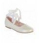 Flats Girls Ribbon Ankle Tie Matte Mary Jane Ballerina Flats Shoes 9 Toddler-4 Kids - Ivory - C318GND52CK $44.70